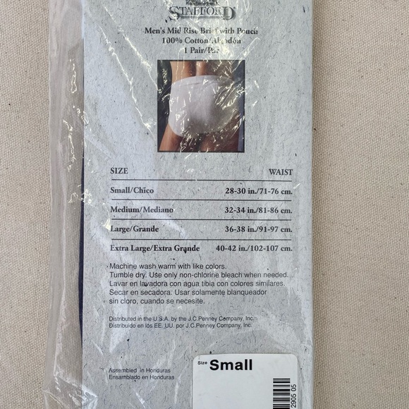 NWT Stafford Men's Mid-Rise Briefs - Navy Small 90s Y2K Prop Casual - Picture 3 of 4